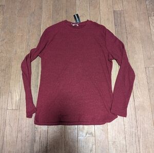 NWT Women's Coofandy Burgundy Long Sleeve Ribbed Lightweight Sweater Size Large